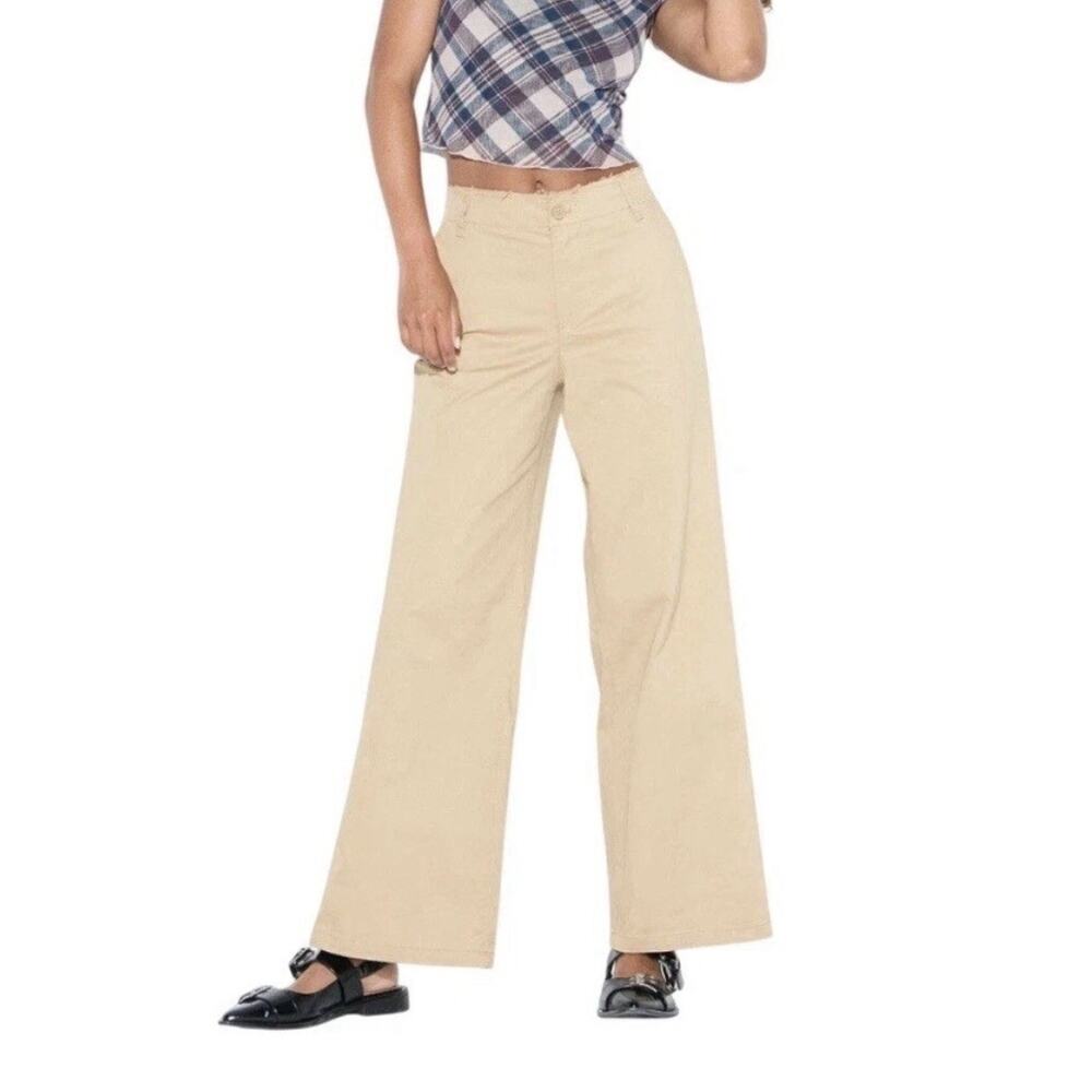 Wild Fable Women's Beige Khaki Wide Leg Raw Hem Waistband Pants Size XL